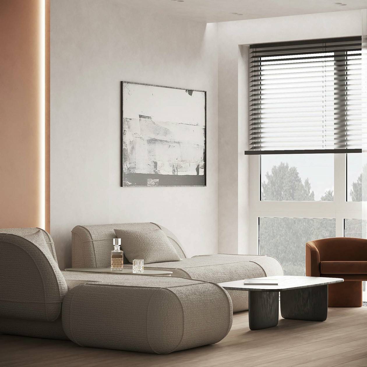 橙色小空間公寓設計，簡約且精致！